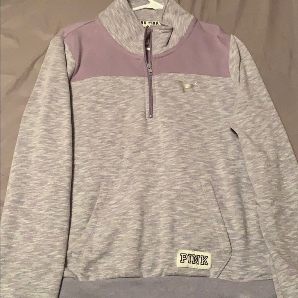 Love pink quarter zip sweatshirt